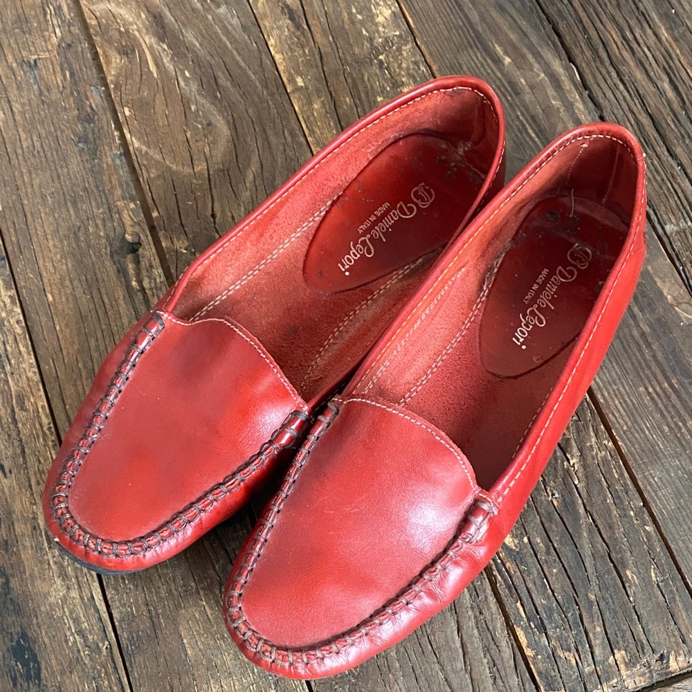 Daniele Lepori Made in Italy  Leather Slip-On red loafers